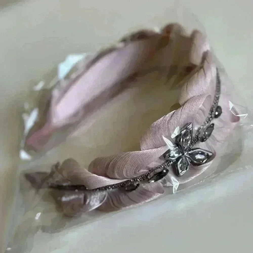 High-grade Rhinestone Chain Detail Non-slip Headband